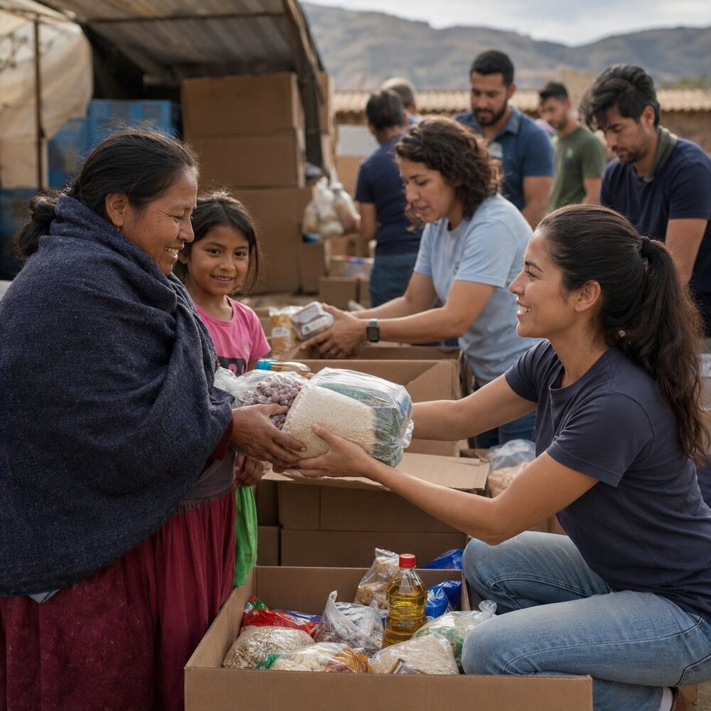 Aid distribution to families in the field